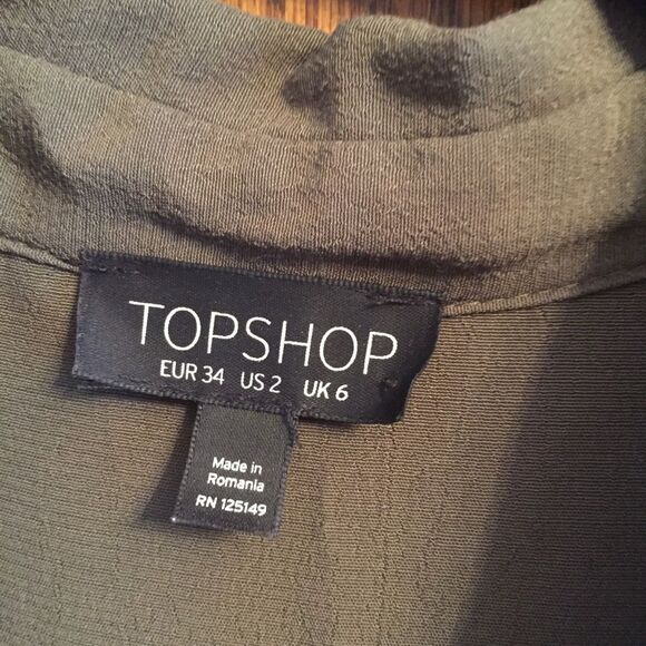 Topshop olive long-sleeved dress, great condition, size Small - Picture 4 of 9